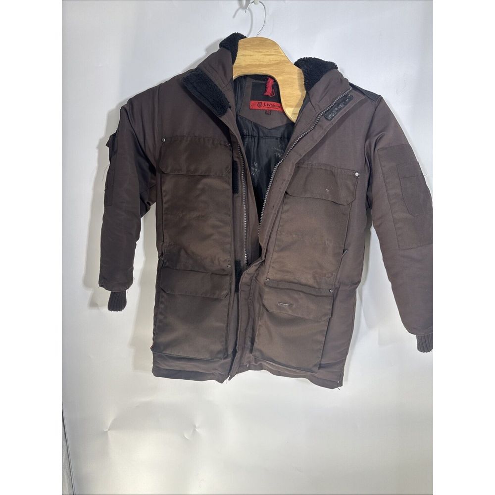 J. Whistler Boys Brown Heavy Winter Parka Jacket Sherpa Trim Size‎ 14/16 L